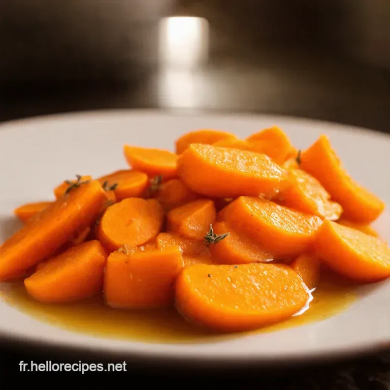 Carottes Glac&eacute;es Au Miel Et Thym Frais presentation