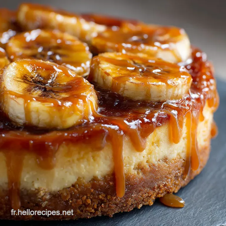 Cheesecake Au Caramel Et Banane Avec Cro&ucirc;te Aux Am Recette Cr&eacute;m&eacute;e. presentation