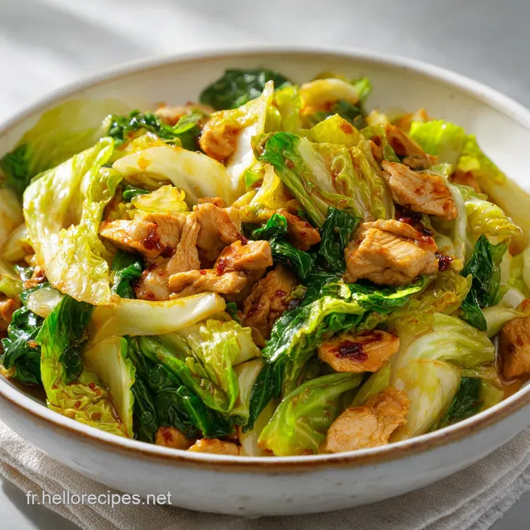 Close-up of a bright napa cabbage salad, artfully plated with crispy wonton strips and a drizzle of glistening, tangy dres...