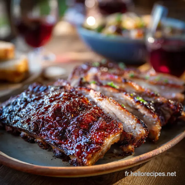 C&ocirc;tes De Porc Fum&eacute; Et Laqu&eacute; &Agrave; L&eacute;rable Low Slow presentation