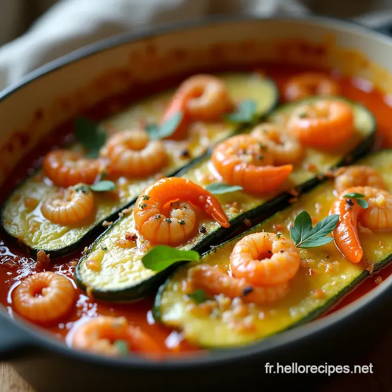 Courgettes Gratin&eacute;es Aux Crevettes Et &Agrave; Lail presentation