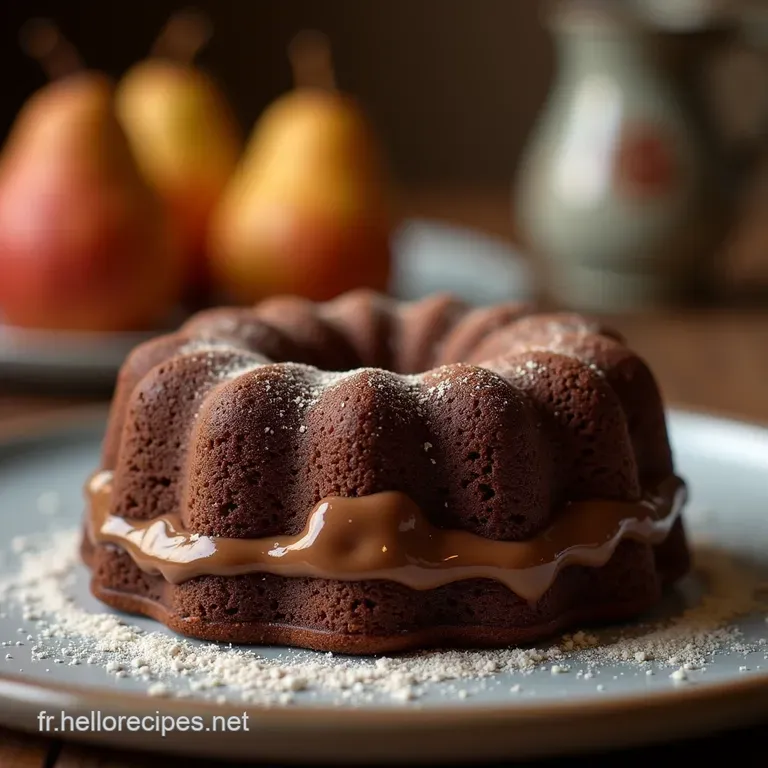 Le Secret Du Croustifondant Moelleux Chocolat Noir Intense Et C&oelig;ur De Poire Confite presentation