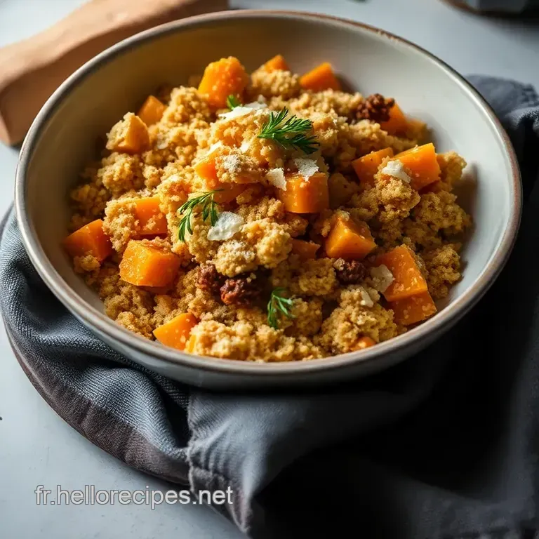 Crumble de Butternut au Parmesan Noisettes et Châtaignes presentation