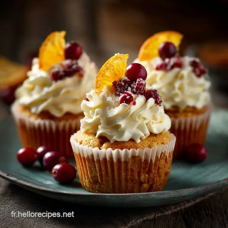 Cupcakes Festifs &Agrave; La Canneberge Et &Agrave; Lorange Petits G&acirc;teaux Dhiver presentation