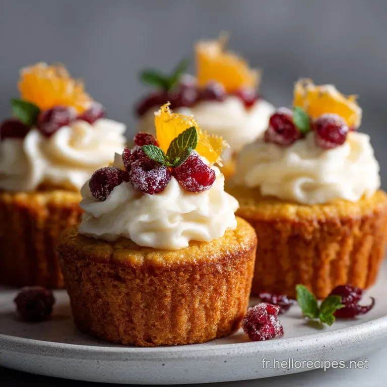 Cupcakes festifs &agrave; la canneberge et &agrave; lorange Petits g&acirc;teaux dhiver