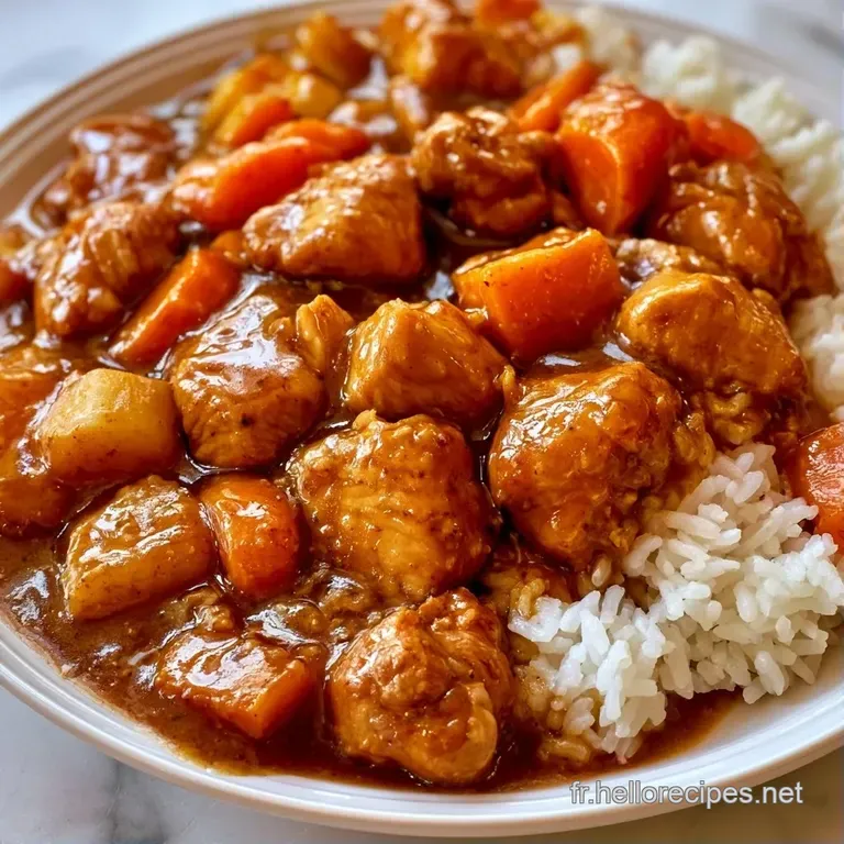 Assiette blanche o&ugrave; se m&ecirc;le un riz vaporeux et un nappage onctueux et sombre, avec des l&eacute;gumes tendres et brillants.