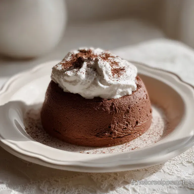 Elegant slice of decadent chocolate dessert with mascarpone, adorned with fresh raspberries and a dusting of cocoa powder.