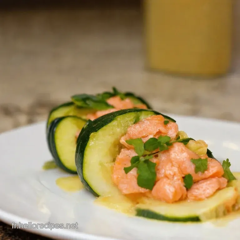 &Eacute;l&eacute;gants Rouleaux De Courgette Au Saumon Fum&eacute; Et Fromage Frais presentation