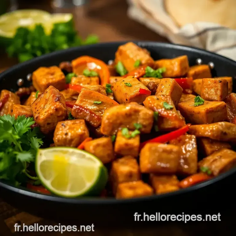 Fajitas Mexicaines Épicées aux Poivrons et au Poulet presentation