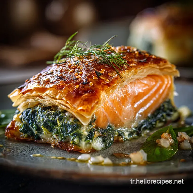 Feuilleté Croustillant de Saumon aux Épinards Crémé à lAneth