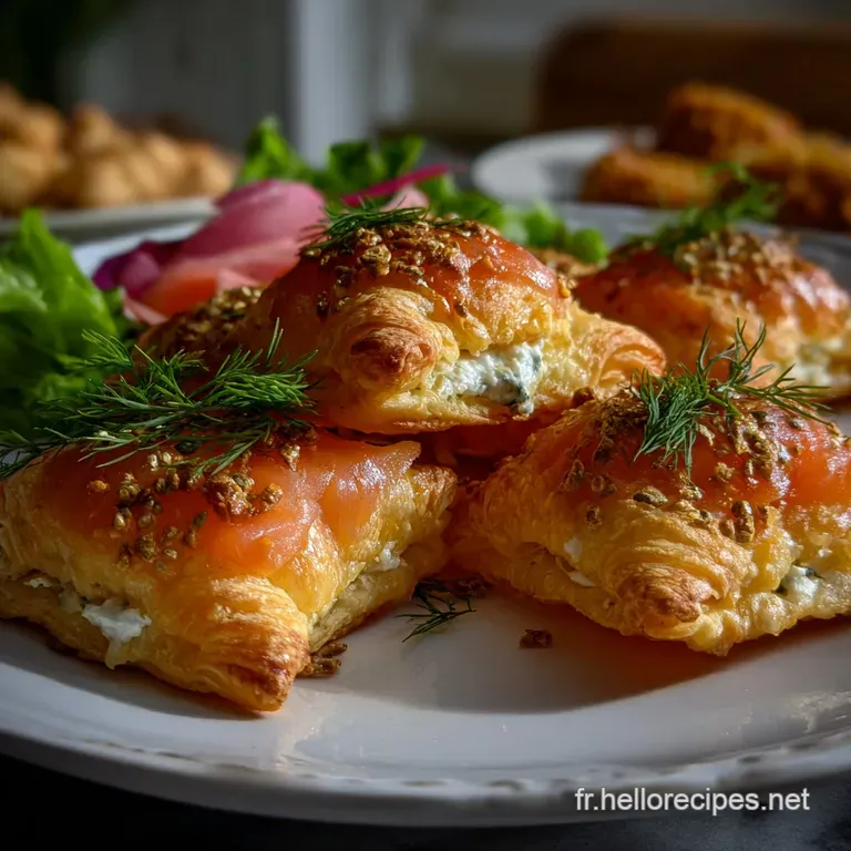 Elegant arrangement of golden feuillets. A scattering of fresh herbs adds a pop of green against the warm, buttery pastry.