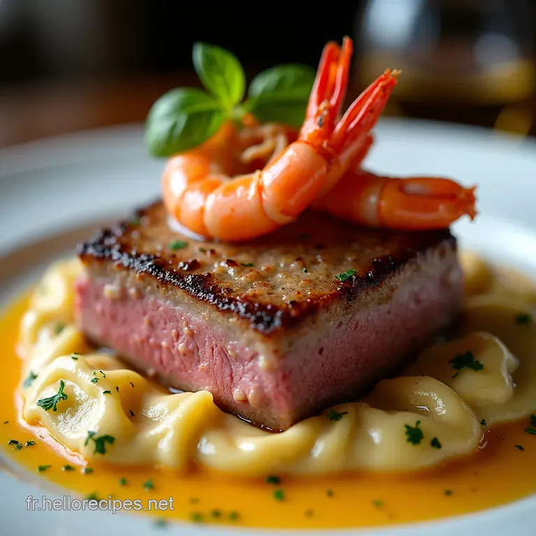 Filet Mignon &agrave; la Cr&egrave;me de Homard et Crevettes