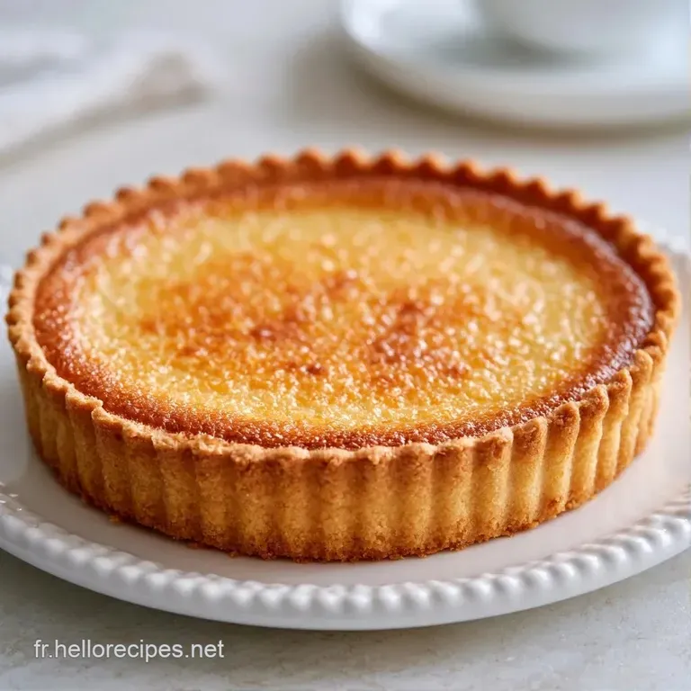 P&acirc;te sabl&eacute;e dor&eacute;e centr&eacute;e sur une assiette blanche &eacute;pur&eacute;e, soulignant sa texture granuleuse et ses bords cisel&eacute;s.
