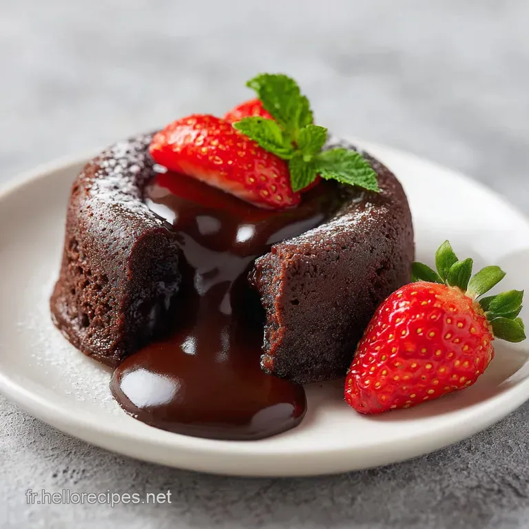 Slice of fudgy chocolate cake on a white plate, garnished with fresh raspberries and a light dusting of cocoa powder, eleg...