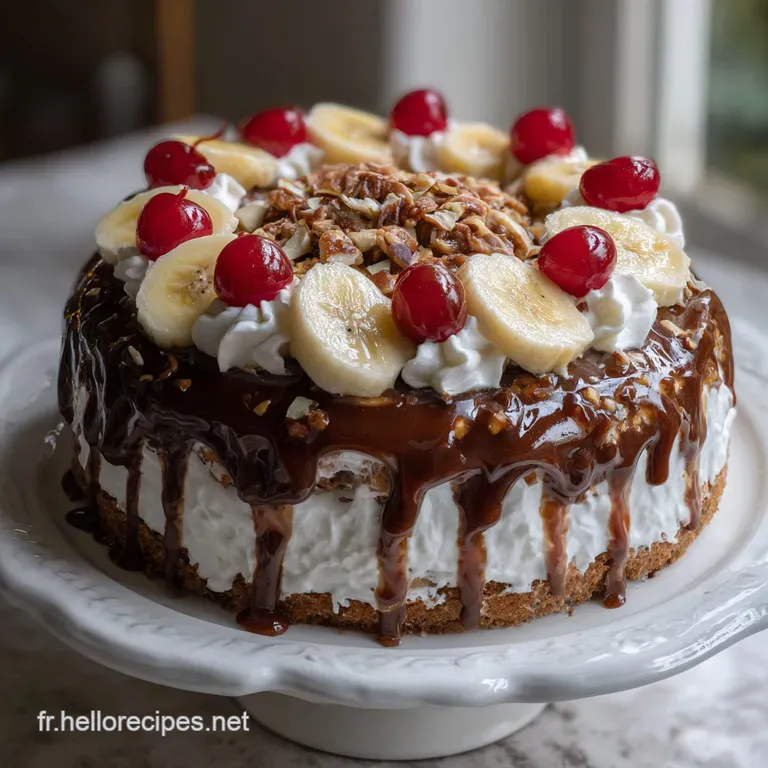 G&acirc;teau Banana Split Exotique Et Gourmand presentation