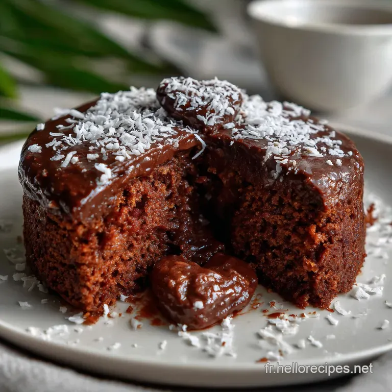 G&acirc;teau Chocolat Et Coco : Le Moelleux C&oelig;ur Cr&eacute;meux presentation