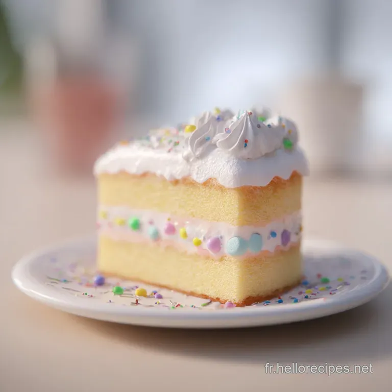 Slice of moist cake with visible crumb, elegantly plated and dusted with sugar, ready to be savored with a warm drink.