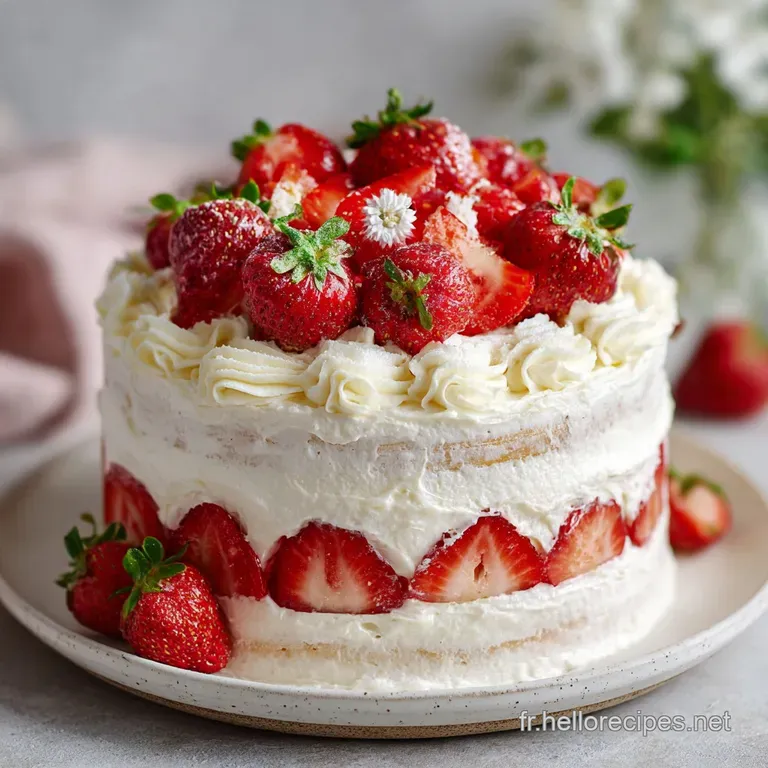 G&acirc;teau aux Fraises Fra&icirc;ches et Cr&egrave;me au Beurre
