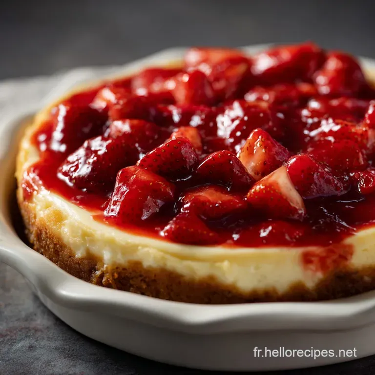 G&acirc;teau Au Fromage Fraise Onctueux Coulis De Fraises presentation