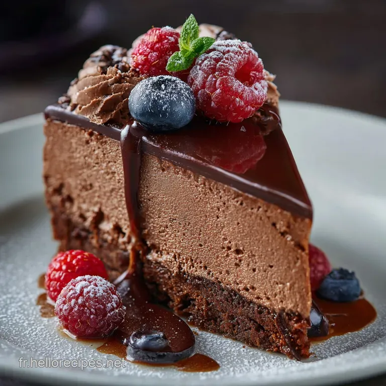 G&acirc;teau Glac&eacute; Au Chocolat L&eacute;l&eacute;gance De La P&acirc;tisserie Parisienne presentation