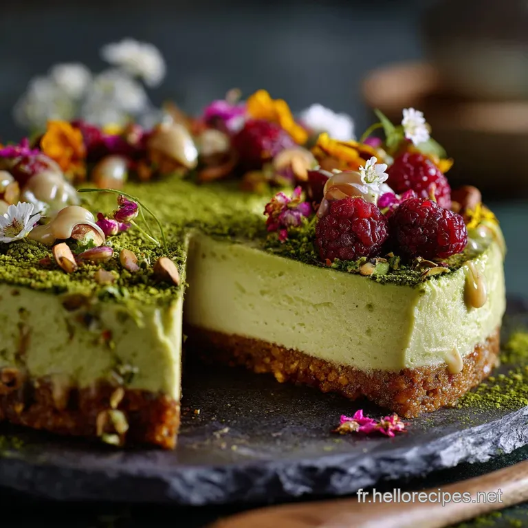 G&acirc;teau Au Matcha Vegan Sans Cuisson : Le Dessert Cru Facile Qui &Eacute;pate presentation