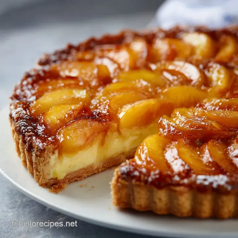 G&acirc;teau &agrave; la p&ecirc;che et &agrave; la cr&egrave;me p&acirc;tissi&egrave;re : La tarte estivale du chef simple et gourmande