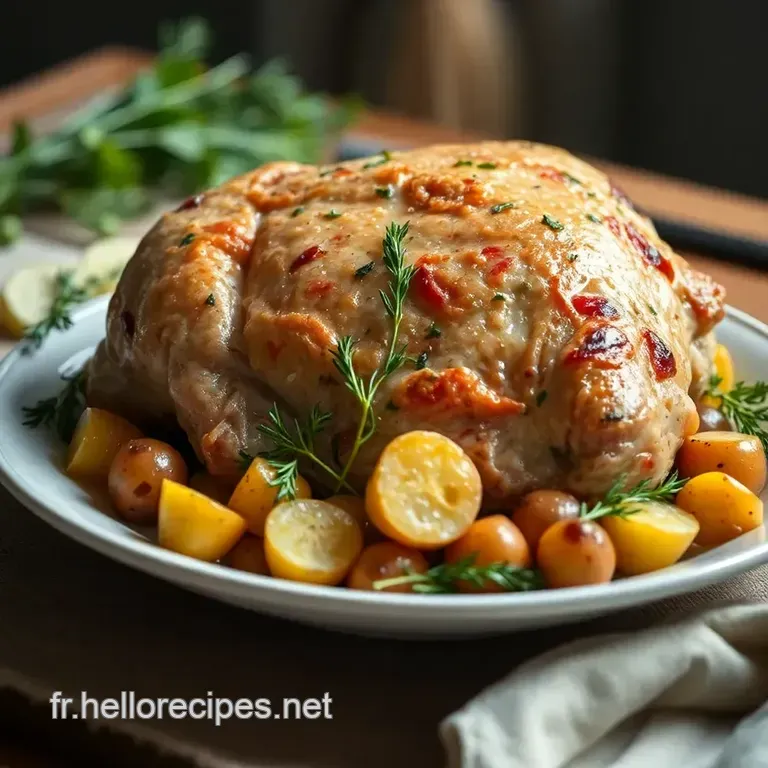 Gigot d' Agneau Rôti à l' Ail et aux Herbes Provençales presentation