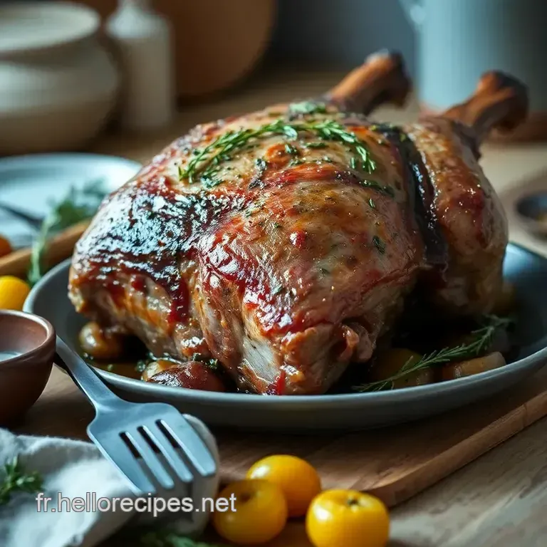 Gigot d' Agneau Rôti aux Herbes de Provence presentation