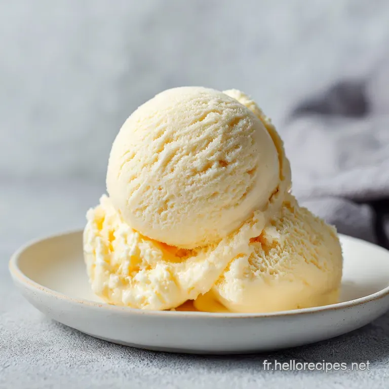 A delicate scoop of smooth, golden dessert artfully arranged with vibrant pineapple slices.