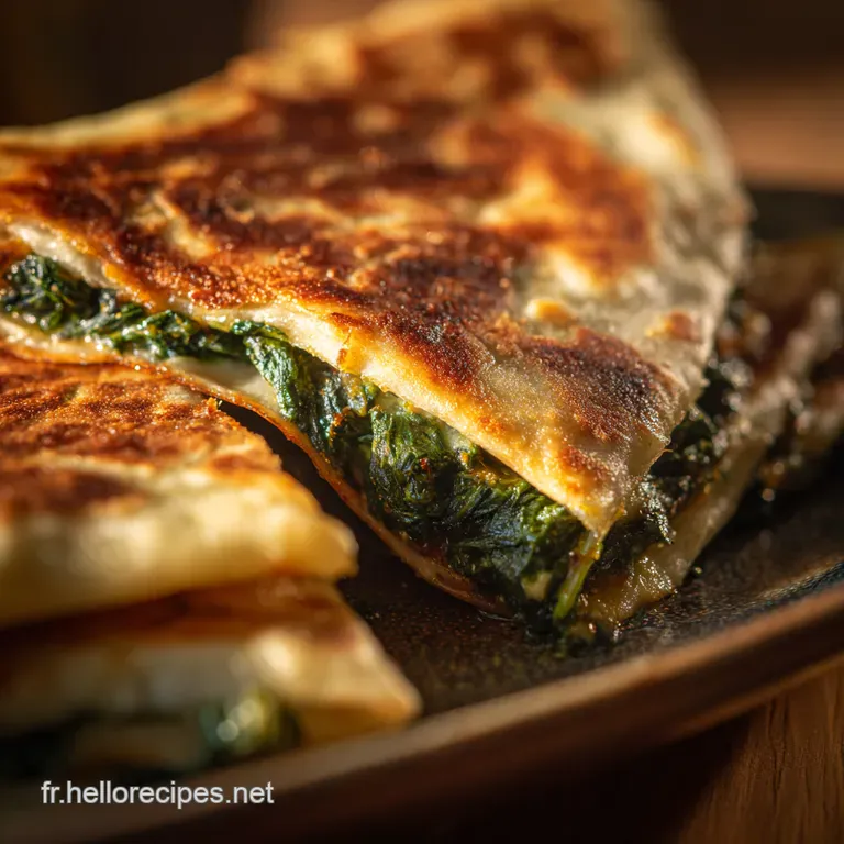 Gozleme Turc Authentique Épinards Feta Recette Facile presentation