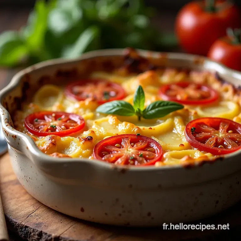 Gratin Dauphinois Revisit&eacute; Pommes De Terre Tomates Mozza presentation