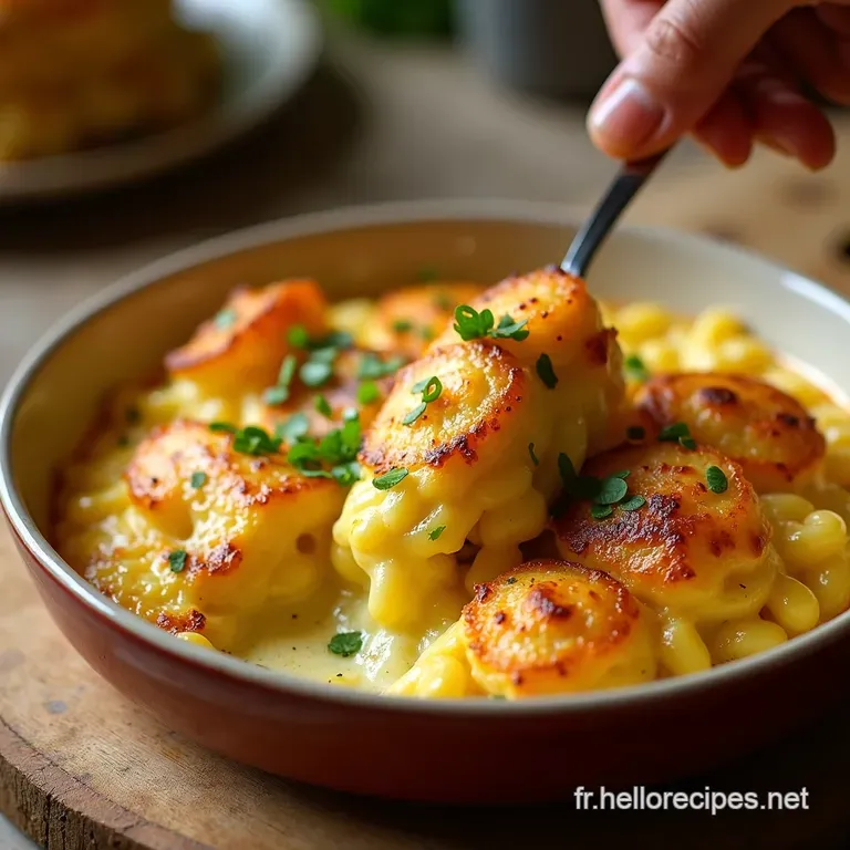 Gratin De Coquillettes &Agrave; La Raclette Et Viande Hach&eacute;e presentation