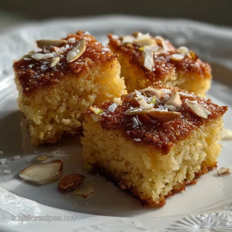 Elegant arrangement of the Algerian gateau on a tiered serving tray, displaying the soft yellow hue and a subtle sheen.