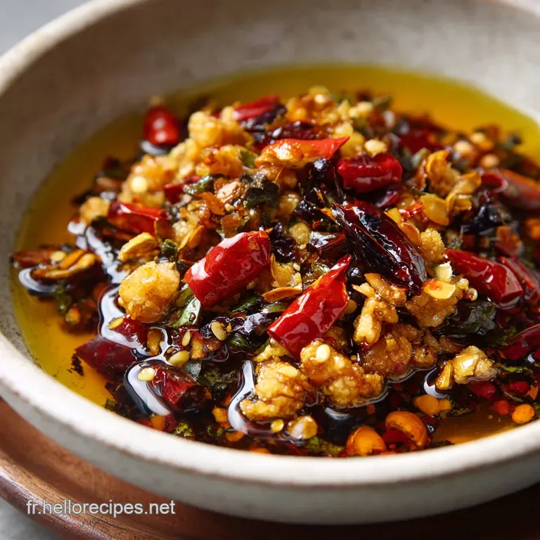 Huile de piment à lail Chili Oil LOr Rouge Croustillant Recette Facile