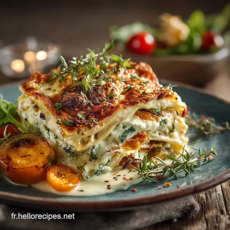 Lasagnes végétariennes aux Légumes du Soleil Ricotta et Béchamel Parfumée presentation