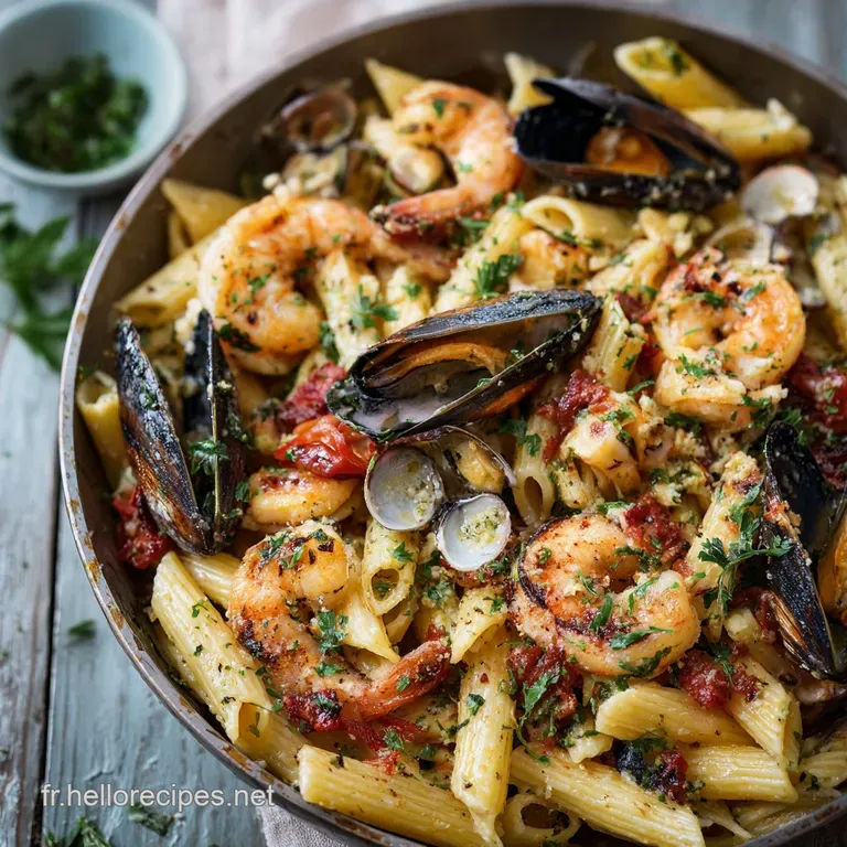 Linguine aux Fruits de Mer Frais Sauce Tomatée au Vin Blanc