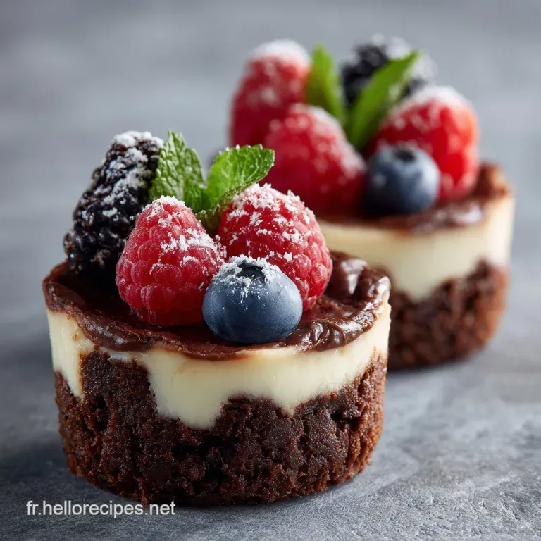 Mini Cheesecakes Avec Fond De Brownie : Le Double D&eacute;lice presentation