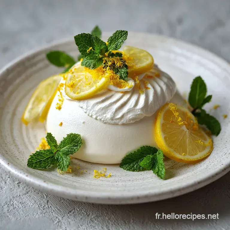 Elegant lemon mousse served in a stemmed glass, topped with a candied lemon slice and dollop of whipped cream. Airy, light...