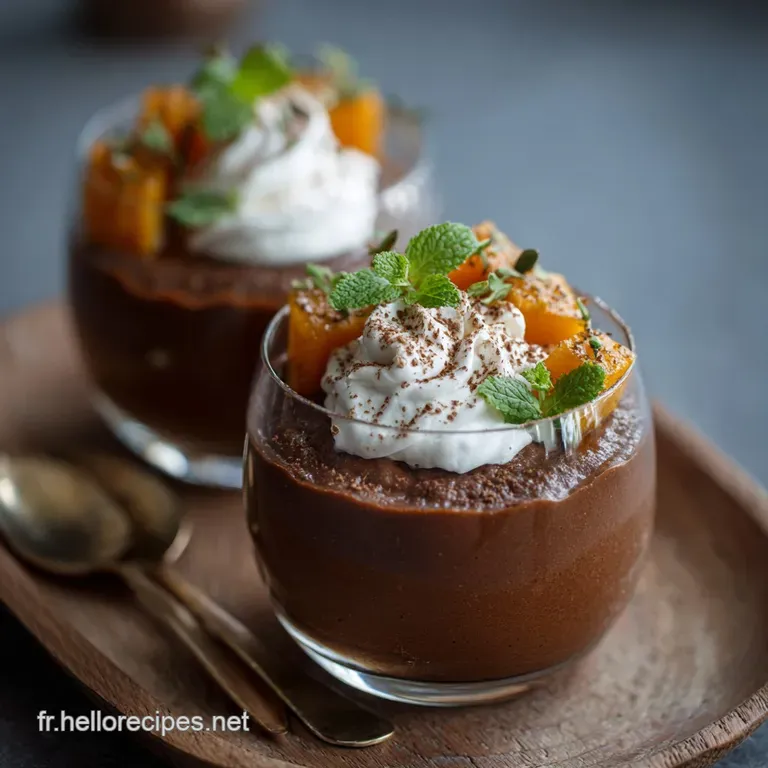 Mousse Au Chocolat V&eacute;gane &Agrave; La Courge Lonctuosit&eacute; Sans &OElig;ufs Ni Produits Laitiers presentation