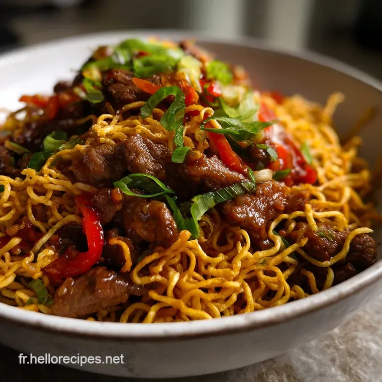 Nouilles Chinoises Au B&oelig;uf : Le Wok Saisi Et Croquant presentation