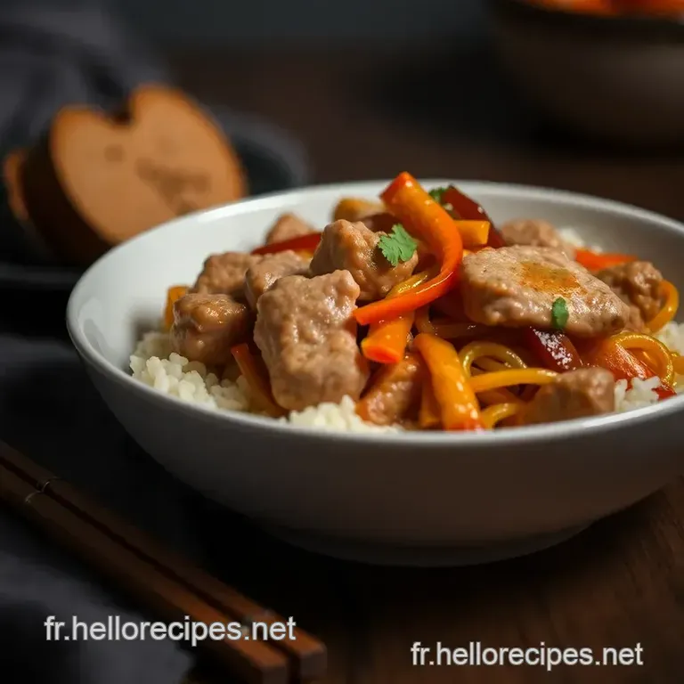 Nouilles Chinoises au Poulet Sautées à la Sauce Soja presentation