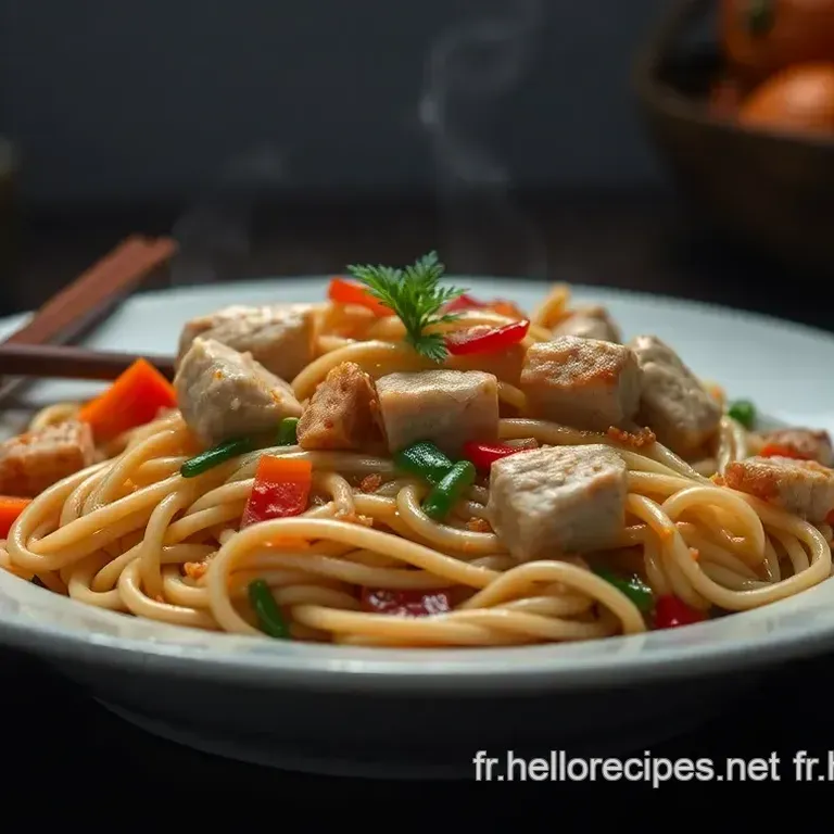 Nouilles Sautées au Poulet : Un Plat Épicé et Réconfortant