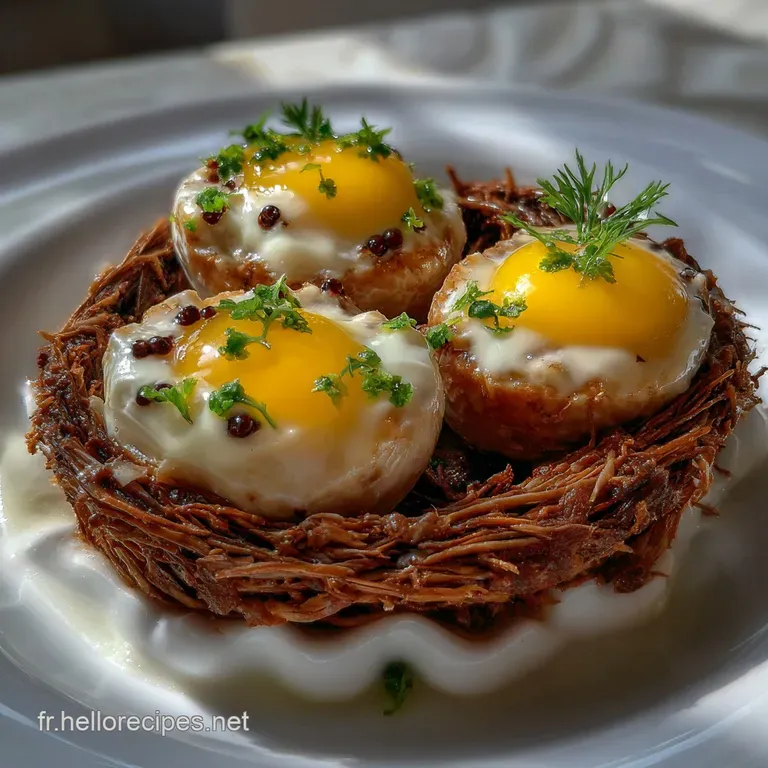 Delicate, golden-yolked quail eggs arranged artfully on a small white plate, garnished with fresh, bright green dill sprigs.