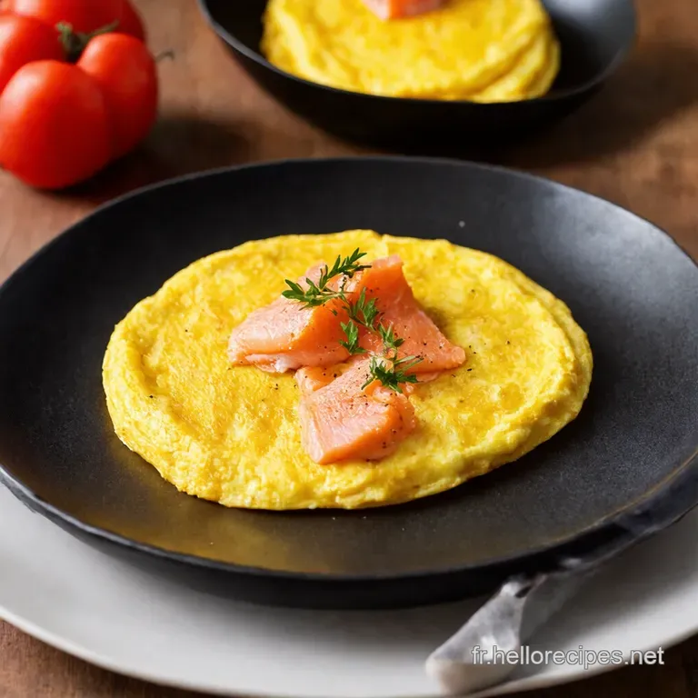 Omelette au Saumon Fum&eacute; Ch&egrave;vre Frais Roquette