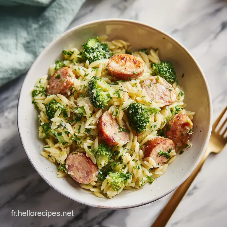 Orzo aux Saucisses de Poulet et Brocoli One Pot