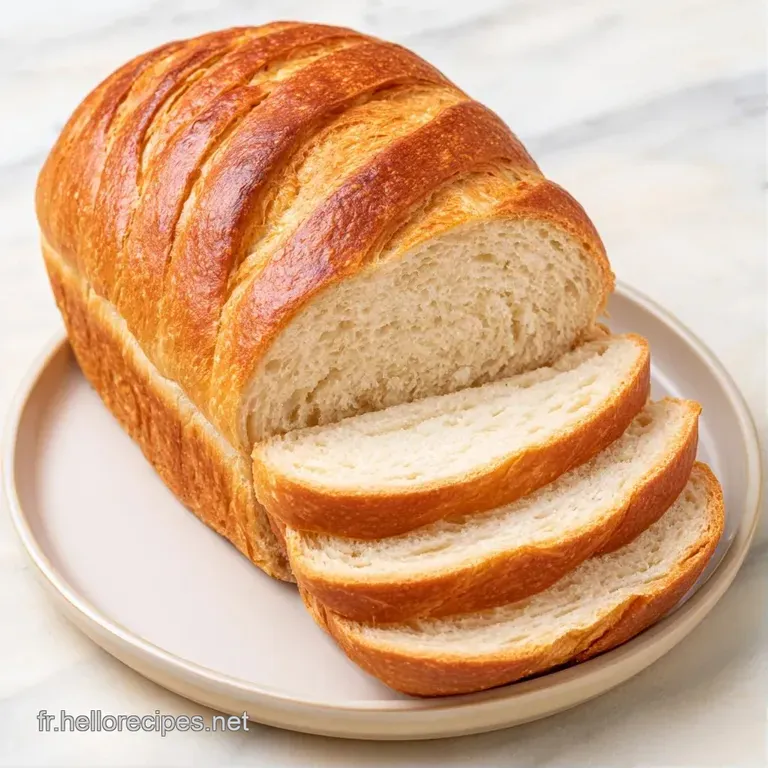 Tranches de pain blanc a&eacute;r&eacute; pos&eacute;es sur une planche en bois, mie p&acirc;le et spongieuse sous une lumi&egrave;re chaude.