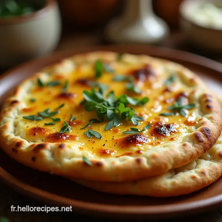 Pain Naan Fromageail Lap&eacute;ro Exotique Fait Maison presentation