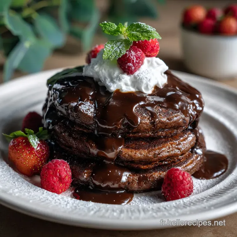 Chocolate Pancakes : La Recette Double Chocolat Zest&eacute;e presentation