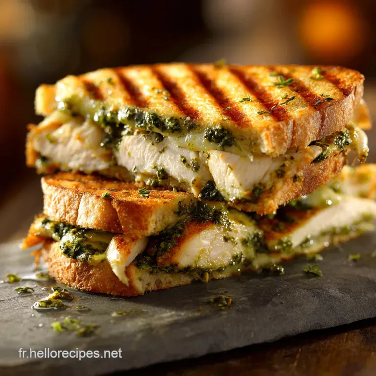 Panini au poulet de Chef : Pesto Mozzarella Filante et Herbes de Provence