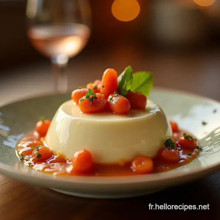 Panna Cotta Savoureuse au Foie Gras Couronnée de Confit dOignons Rouges au Balsamique presentation